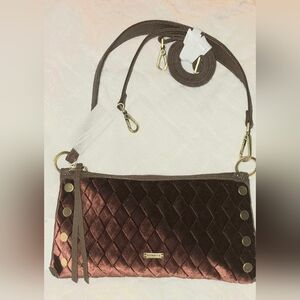 Gorgeous Hammitt Brown Quilted Crossbody Bag with Gold Accents